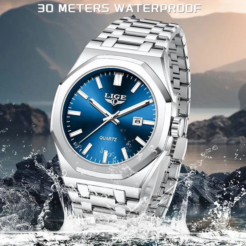 Quartz Watch Stainless Steel Waterproof Luminous Wristwatch