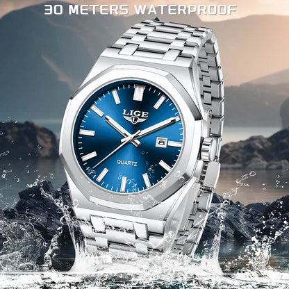 Quartz Watch Stainless Steel Waterproof Luminous Wristwatch