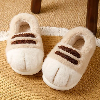 Pantofole calde e accoglienti unisex - design con zampa di gatto in peluche, pelliccia sintetica, uso interno per l'inverno