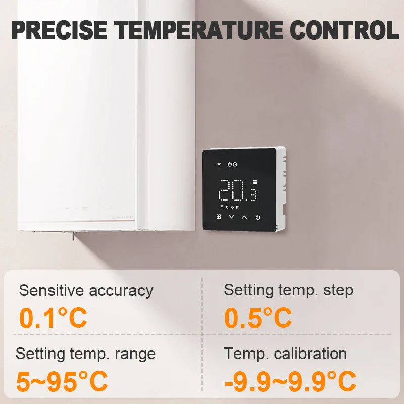 Smart Gas Boiler Thermostat WiFi Enabled Daily Programmable Voice Assistant Compatible Fall 2025 Energy Saver