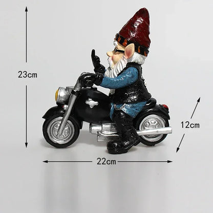 Statua Gnomo da Giardino in Resina Figurina Nano Motociclista Decorazione Esterna Cortile Idea Regalo Autunno 2026