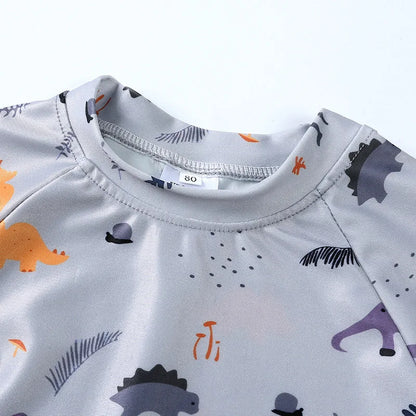 Hurtigtørrende unisex baby badetøj 2-delt sæt – langærmet rashguard top, shorts, polyester, sommerstrandtøj
