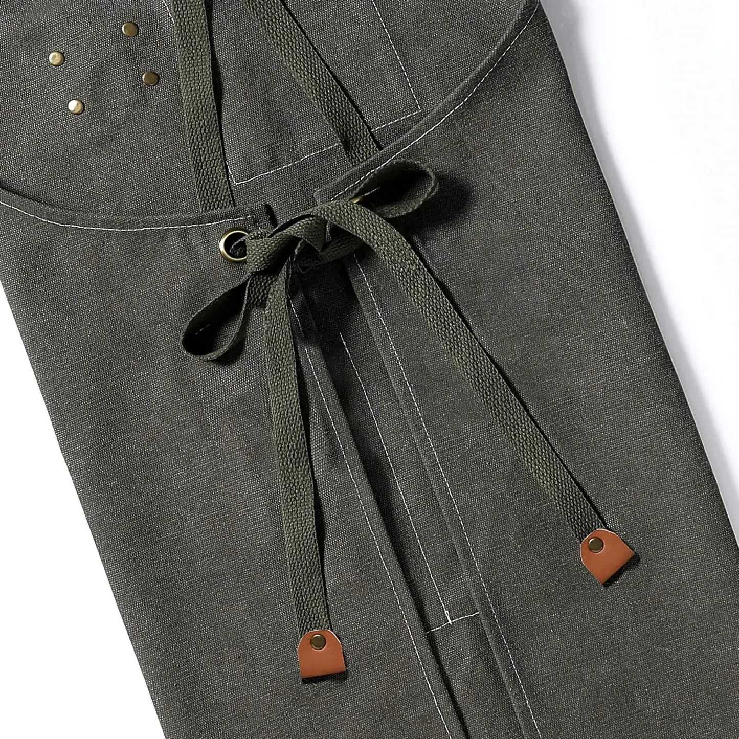 Grembiule da chef in tela con spallacci incrociati, grembiule da lavoro con rifiniture in pelle e tasche Autunno 2025 resistente per barbecue e officina