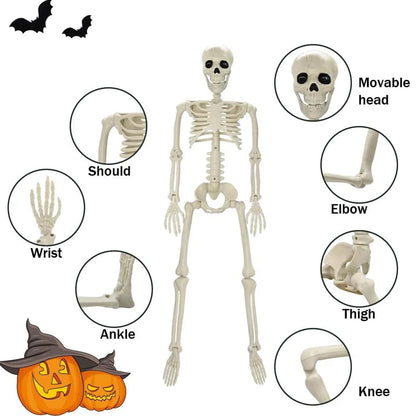 Beweegbaar menselijk skelet, Halloween-plastic nepbottendecoratie en griezelig accessoire 2026