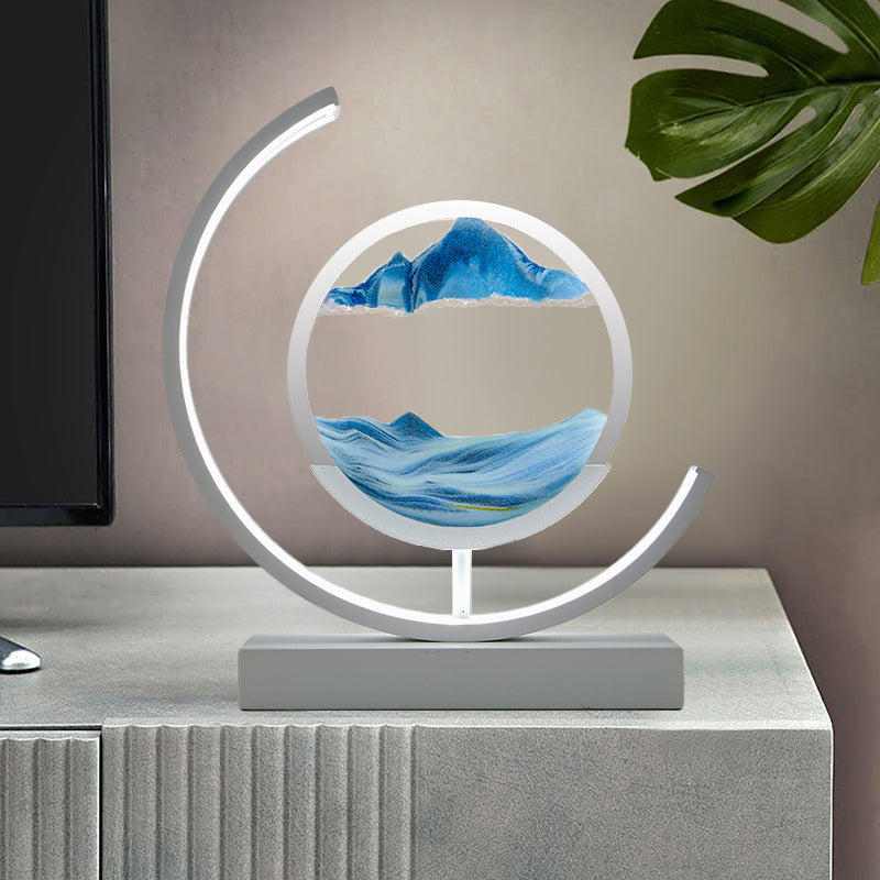 3D Rotating Hourglass LED Lamp - Unique Sand Art Table Light for Home Decor, Relaxing Ambiance, Perfect Gift Idea