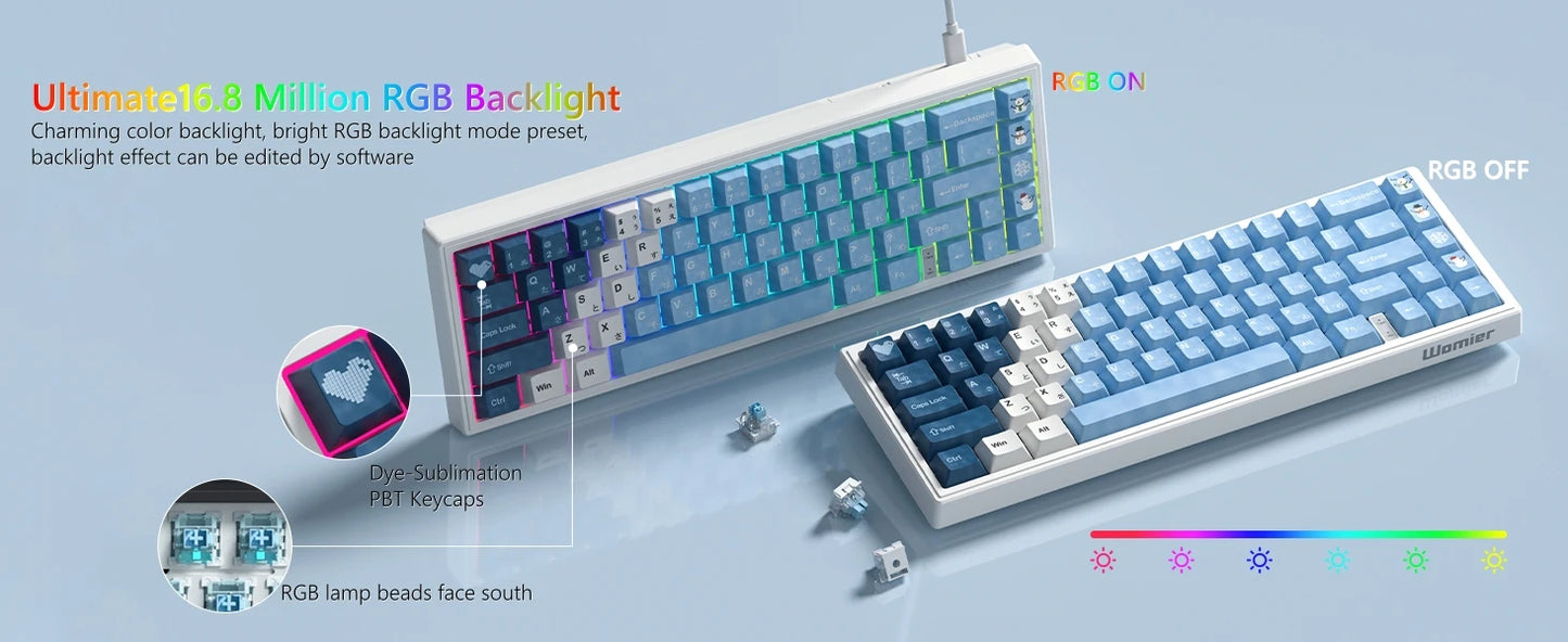 Tastiera meccanica 68 tasti effetto Hall RGB cablata compatta