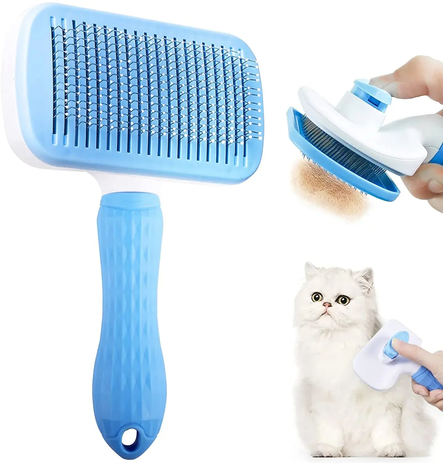 Pet Grooming Care Dog & Cat Hair Remover Brush - Long Hair Grooming Comb for Easy Cleaning