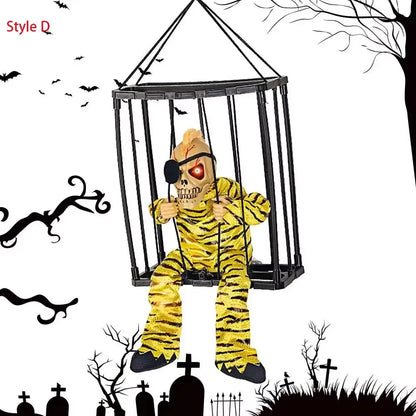 Schreeuwend skelet in gevangeniskooi, Halloween-decoratieaccessoire, angstaanjagend spookhuisdecor van acryl 2026