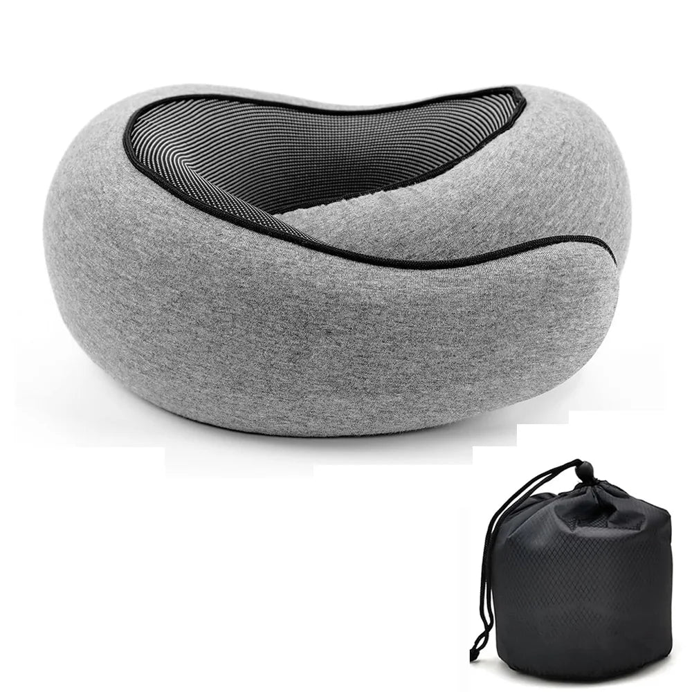 Memory Foam Travel Neck Pillow U Shaped Snail Style Portable Ergonomic Support For Summer Travel 2026 Cotton Cover