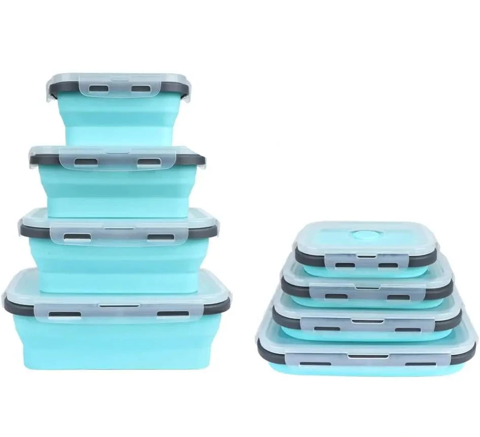 Silicone Collapsible Meal Prep Containers Set - Space-Saving Food Storage with Lids & Vent