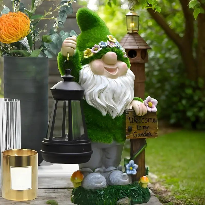 Gnomi da Giardino Solari con Lanterna Statua da Giardino Esterna Tendenza Primavera 2026 Illuminazione a Energia Solare