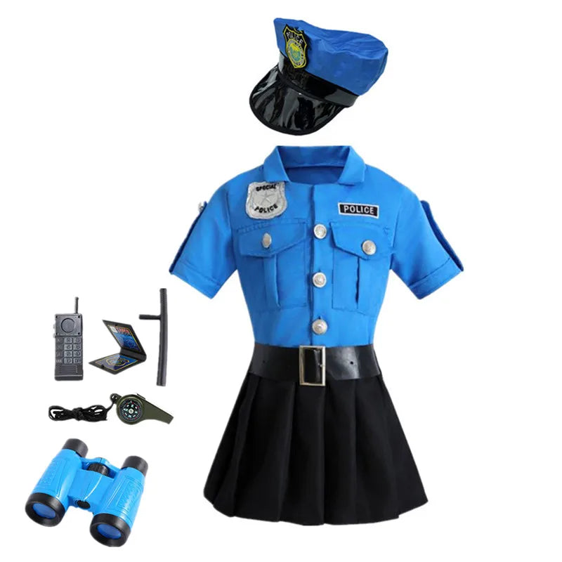 Verkleedjurk en playsuit voor meisjes als politieagent, Halloweenkostuum voor optredens en verkleedfeesten 2026