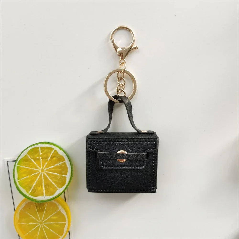1+1 Gratis Birkin Inspiriert Mini Handtasche - Einfarbige PU Leder Münztasche Schlüsselanhänger Charm