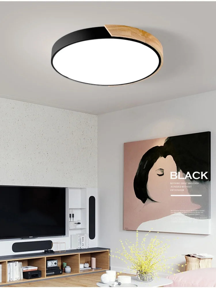 Japandi LED loftslampe nordisk træ moderne blød glød diffuser