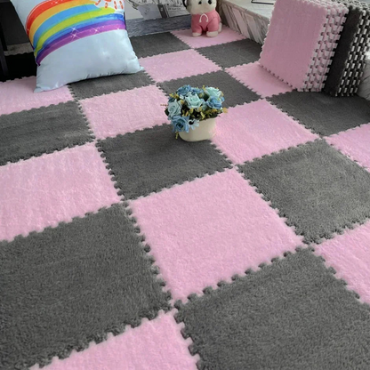 10 Pcs Soft Plush Baby Play Mat - Warm EVA Foam Puzzle Carpet for Children's Room