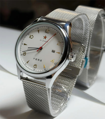 Pilot Watch 41mm Mesh Strap Stainless Steel Classic