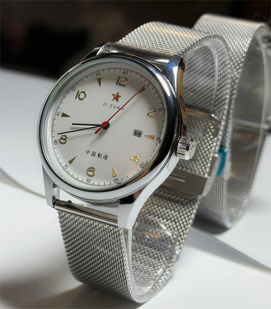 Pilot Watch 41mm Mesh Strap Stainless Steel Classic