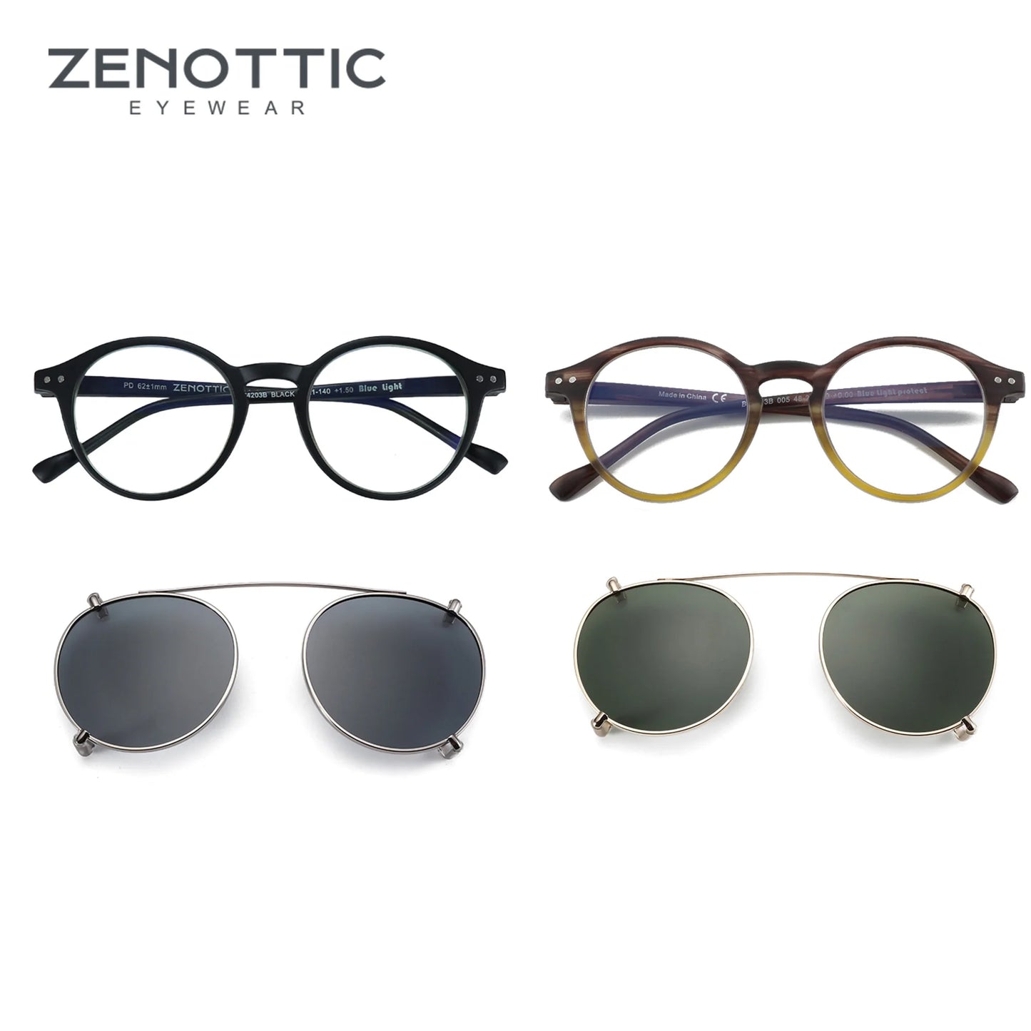 Clip-On Zonnebril Retro Ronde Monturen Anti Blauw Licht Polariserende Clip-Ons Zomer 2026