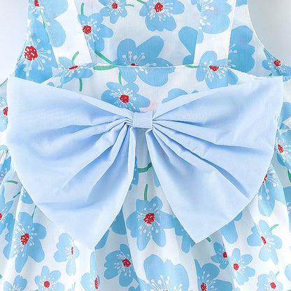 Weiches Baby-Mädchenkleid – floraler A-Linien-Schnitt, fließende Baumwoll-Polyester-Mischung, für Sommer-Strandparty