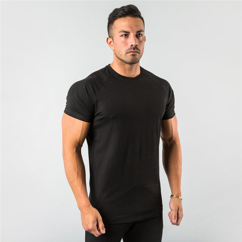 Breathable slim fit men's gym t-shirt – short sleeve, cotton blend, for workout & casual wear