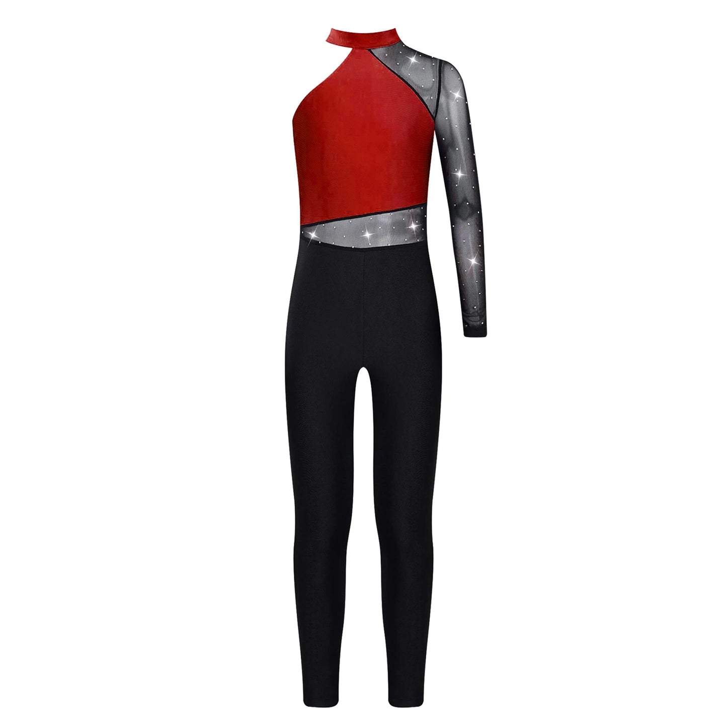 Stretchy Girls Unitard – Long Sleeve, Snakeskin, Polyester, Nylon, Elastane, For Ballet, Rhythmic Gymnastics