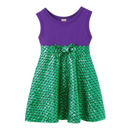 Let pigekjole - ærmeløs A-form, polyester, elastan, afslappet sommerbrug