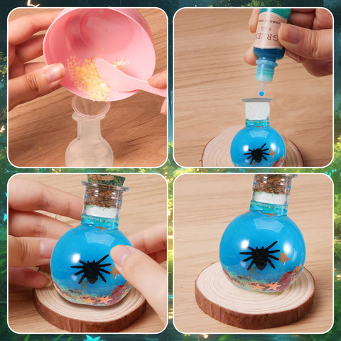 Enchanting DIY Magic Potions Kit for Kids - 24 Bottles, Spell Book & Magical Accessories for Halloween and Christmas Fun