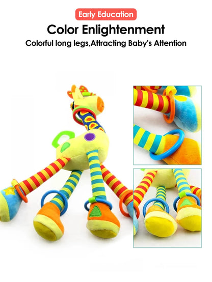 Soft Giraffe Baby Rattle Hanging Plush Newborn Sensory Toys