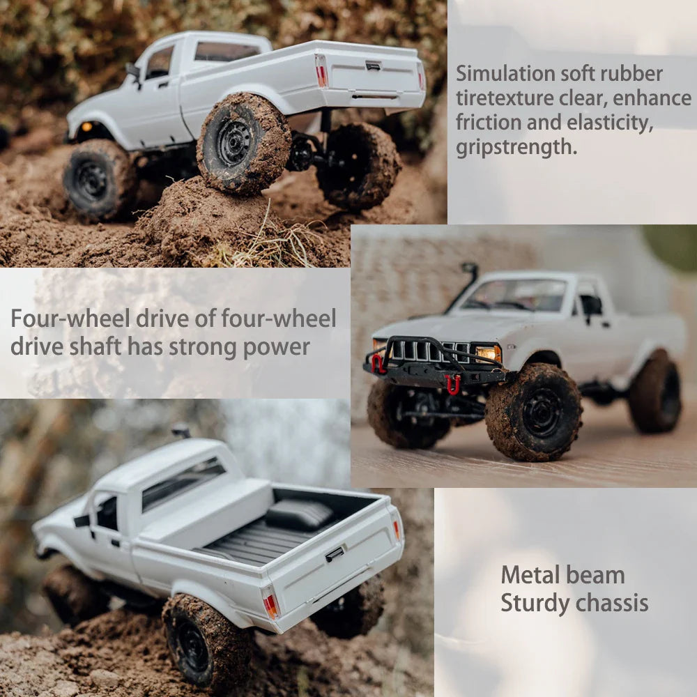 RC Car 1:16 Scale 4WD Rock Crawler Electric Off Road Buggy With LED Lights Gift For Kids 15-20 Min Run Time