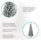 Slim 6.5 ft Prelit Frosted Artificial Christmas Tree with 250 Warm Lights & 864 Branch Tips, 30" Width, Metal Stand