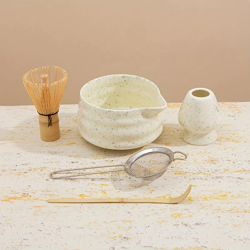 Matcha Set Gespot Groen Keramiek 5-delig Japans Thee Geschenk