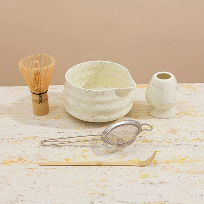 Matcha Set Gespot Groen Keramiek 5-delig Japans Thee Geschenk