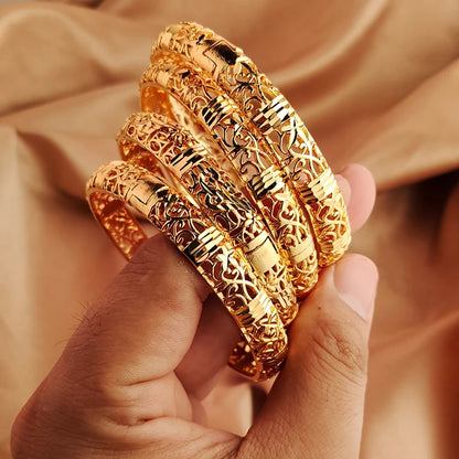 Guld Färgad Armband Öppen Design Bröllopsarmband Dubai Stil