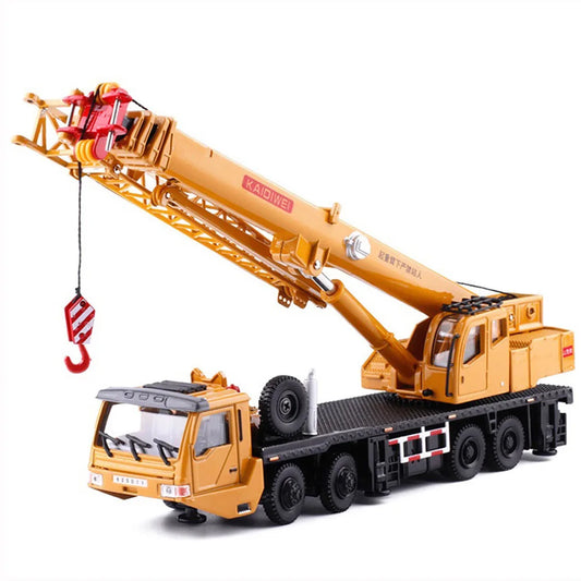 Scale Alloy Diecast Engineering Crane Toy - 360° Rotating, Four-Wheel Steering Model for Kids