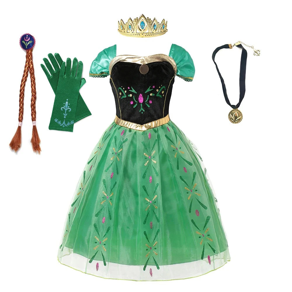 Anna Frozen-prinsessenjurk voor kinderen en meisjes, verjaardagsfeest-, carnavals- en Halloween-kostuum, vestidos 2026