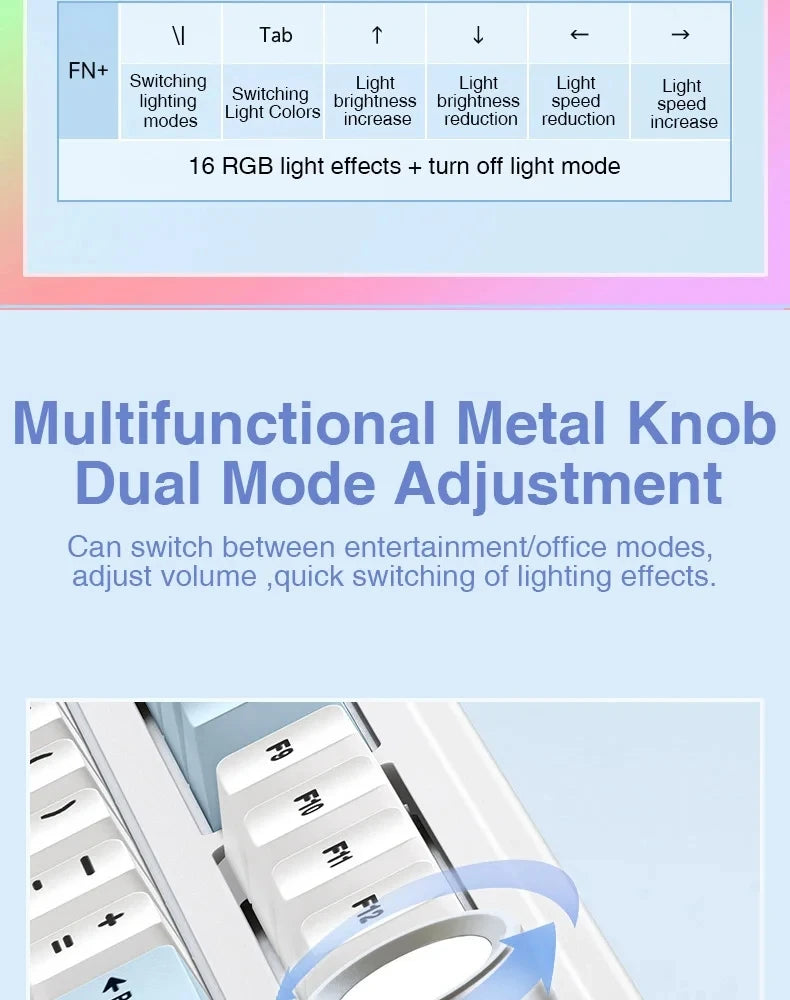 Teclado mecánico para juegos compacto AULA F75 al 75% RGB