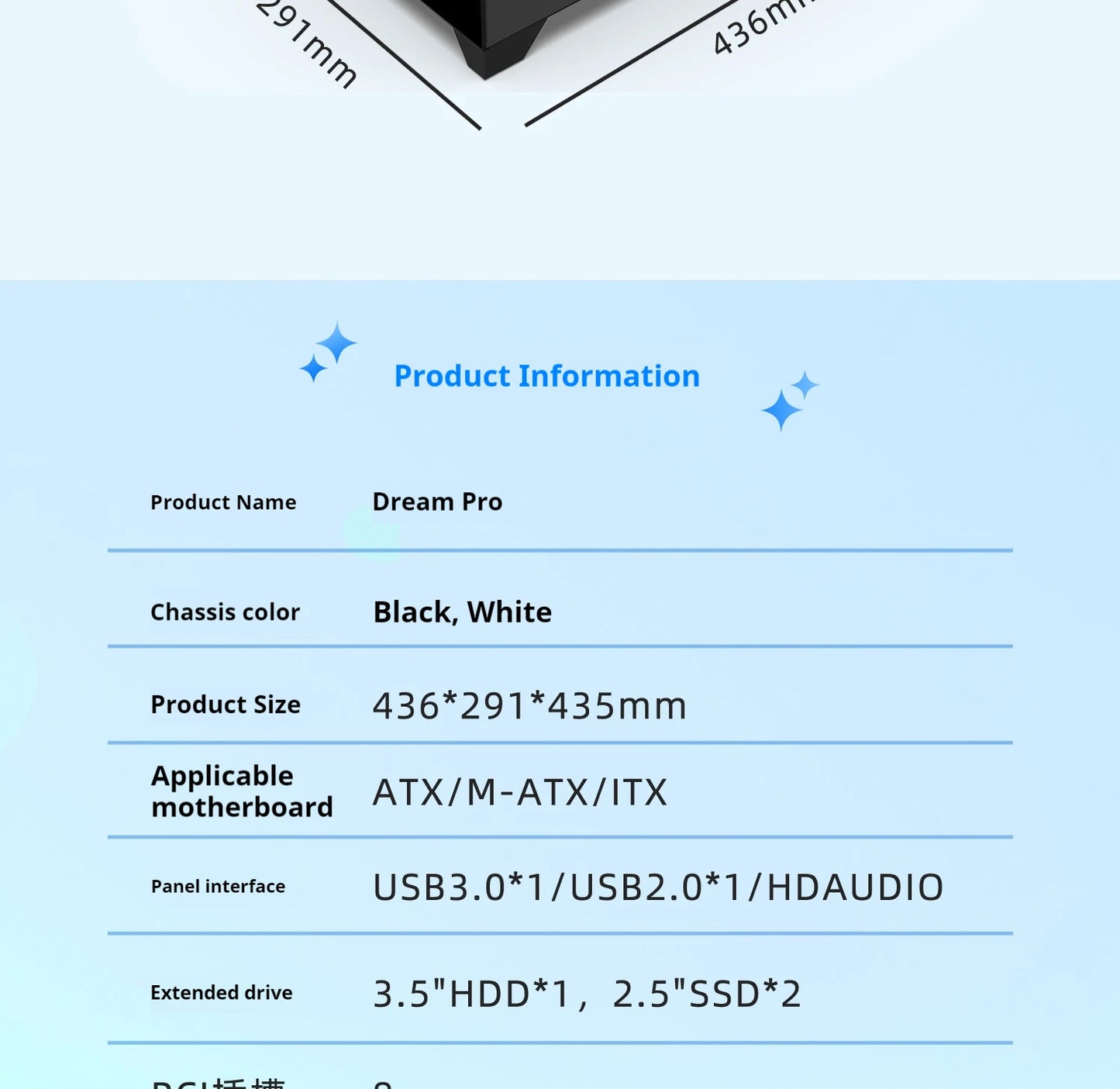 Boîtier PC Gaming Dreamland Pro ATX Double Verre Châssis 360mm