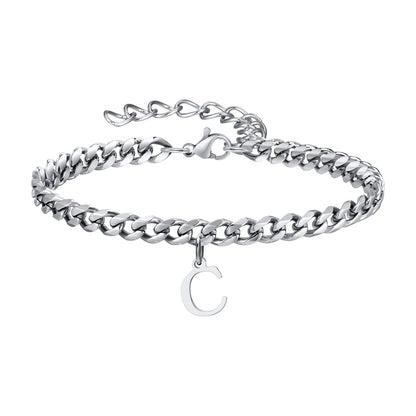 Initials kubansk lenke armbånd rustfritt stål justerbart