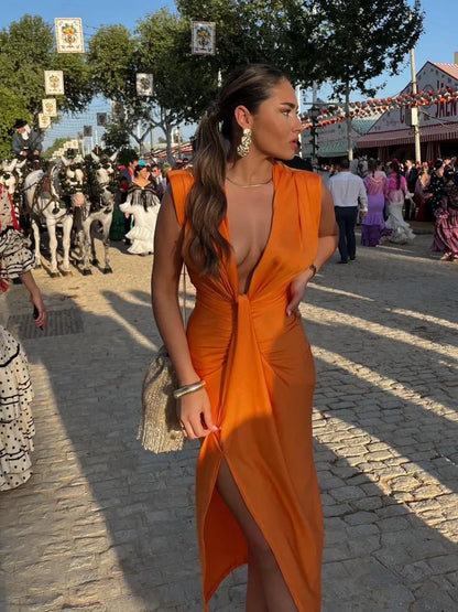 Elegant Pleated Formal Dress for Women, Flattering Fit, Perfect Wedding Guest or Cocktail Dress-5