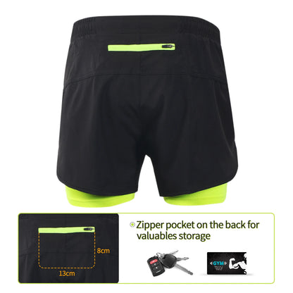 Stretchy men's 2-in-1 running shorts - longer liner, polyester blend, for jogging and gym