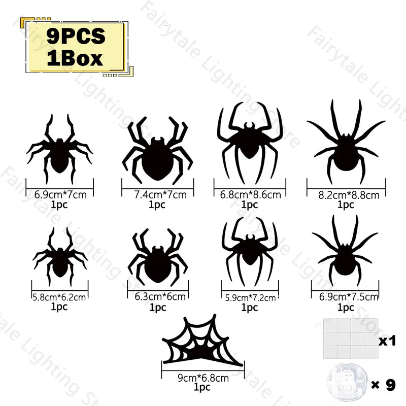 3D-paarse en groene LED-nachtlamp als Halloween-vleermuis en -spin, zelfklevende muurstickers voor huis en feestdecoratie 2026