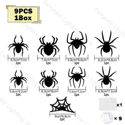 3D-paarse en groene LED-nachtlamp als Halloween-vleermuis en -spin, zelfklevende muurstickers voor huis en feestdecoratie 2026