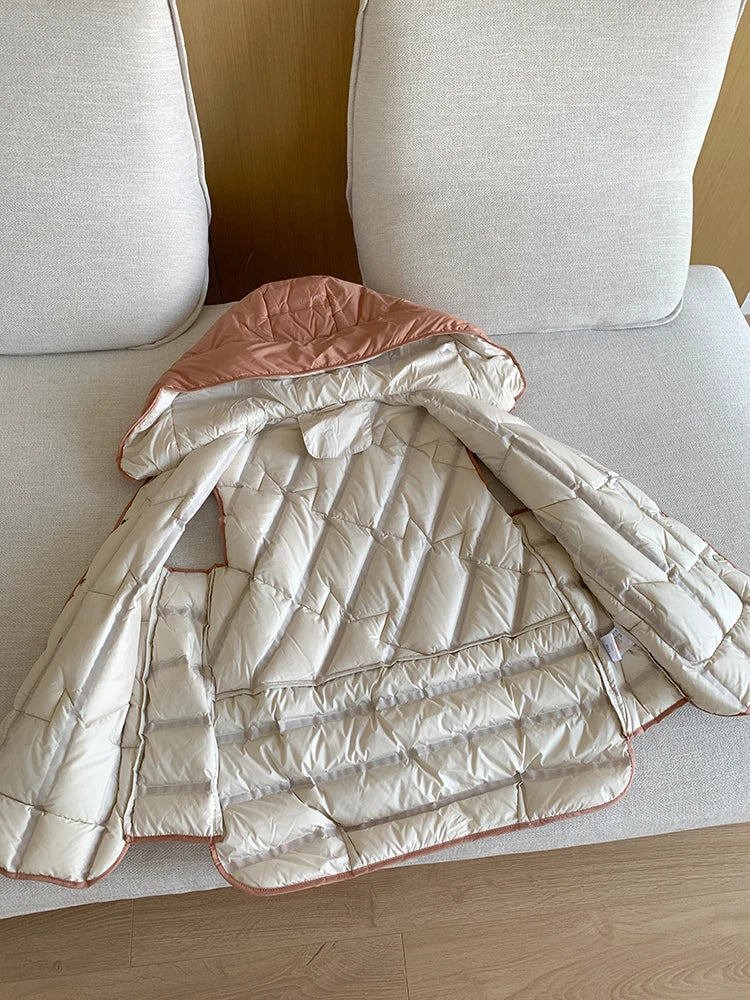 Lightweight Women Hooded Down Vest - Boxy, Down, Autumn