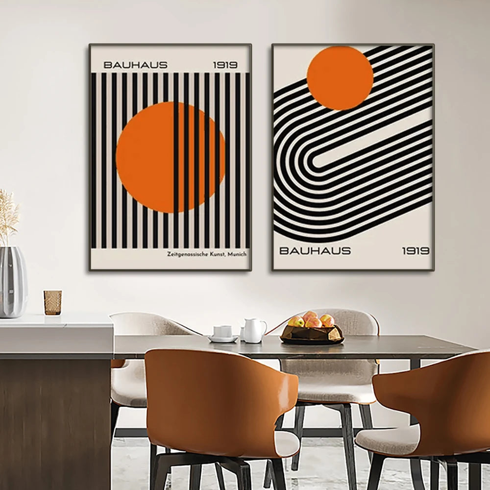 Bauhaus Abstract Geometric Posters Vertical Canvas Art