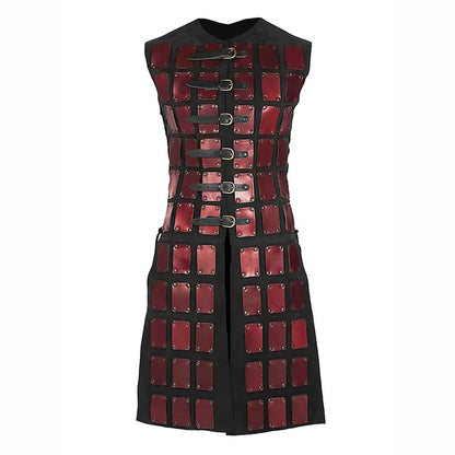 Variant image for Medieval Leather Brigandine Tunic Coat for Cosplay and LARP, Adjustable Size 80-105cm, Brown-2