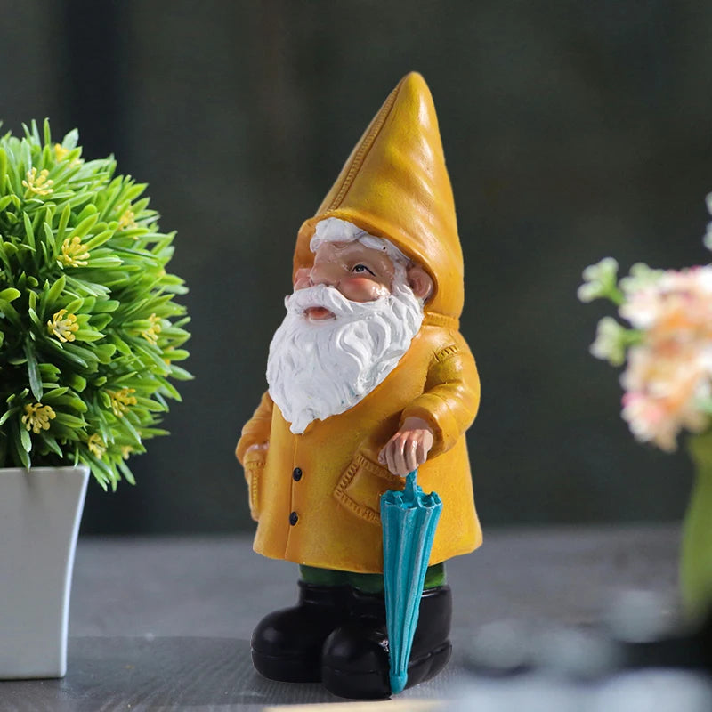 Statua Gnomo da Giardino con Ombrello Giallo Decorazione Prato Esterna Ornamento da Cortile in Resina Resistente alle Intemperie Autunno 2026