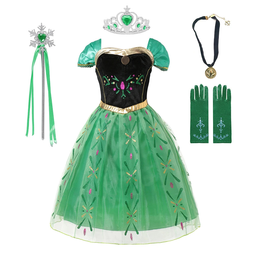 Anna Frozen-prinsessenjurk voor kinderen en meisjes, verjaardagsfeest-, carnavals- en Halloween-kostuum, vestidos 2026