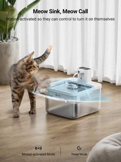 Fontana per acqua per gatti 2.5L in acciaio inox distributore automatico con sensore senza fili batteria 4000mAh scadenza 2025 idratazione sana