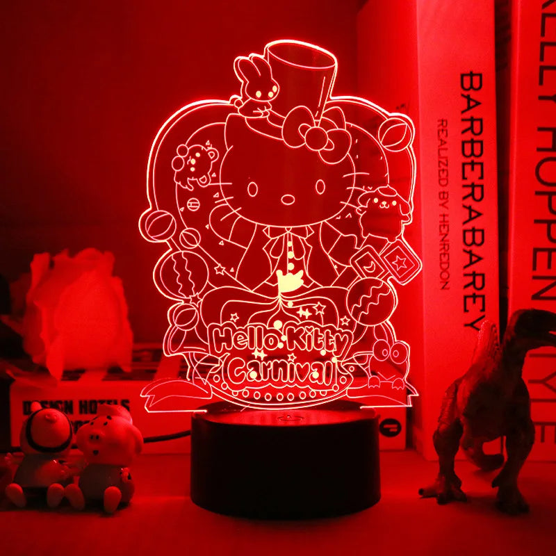 Hello Kitty 3D Anime LED Night Light - Cute Bedroom Lamp