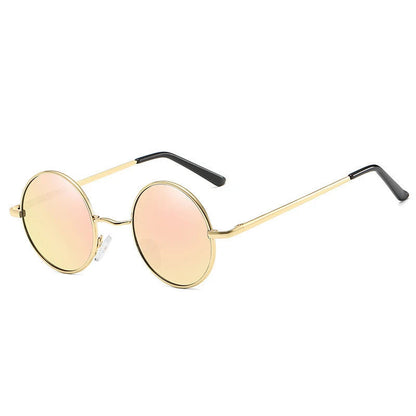 Retro Vintage Round Polarized Sunglasses Men Women Alloy Frame UV400 Black Lens Eyewear